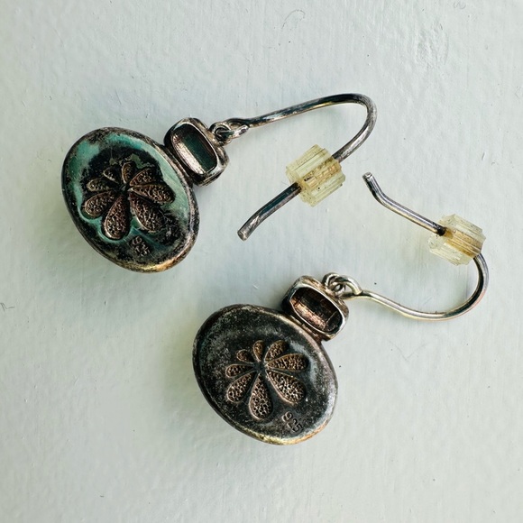 925 Blue Stone sterling silver dangle drop boho bohemian chic earrings - Picture 3 of 5